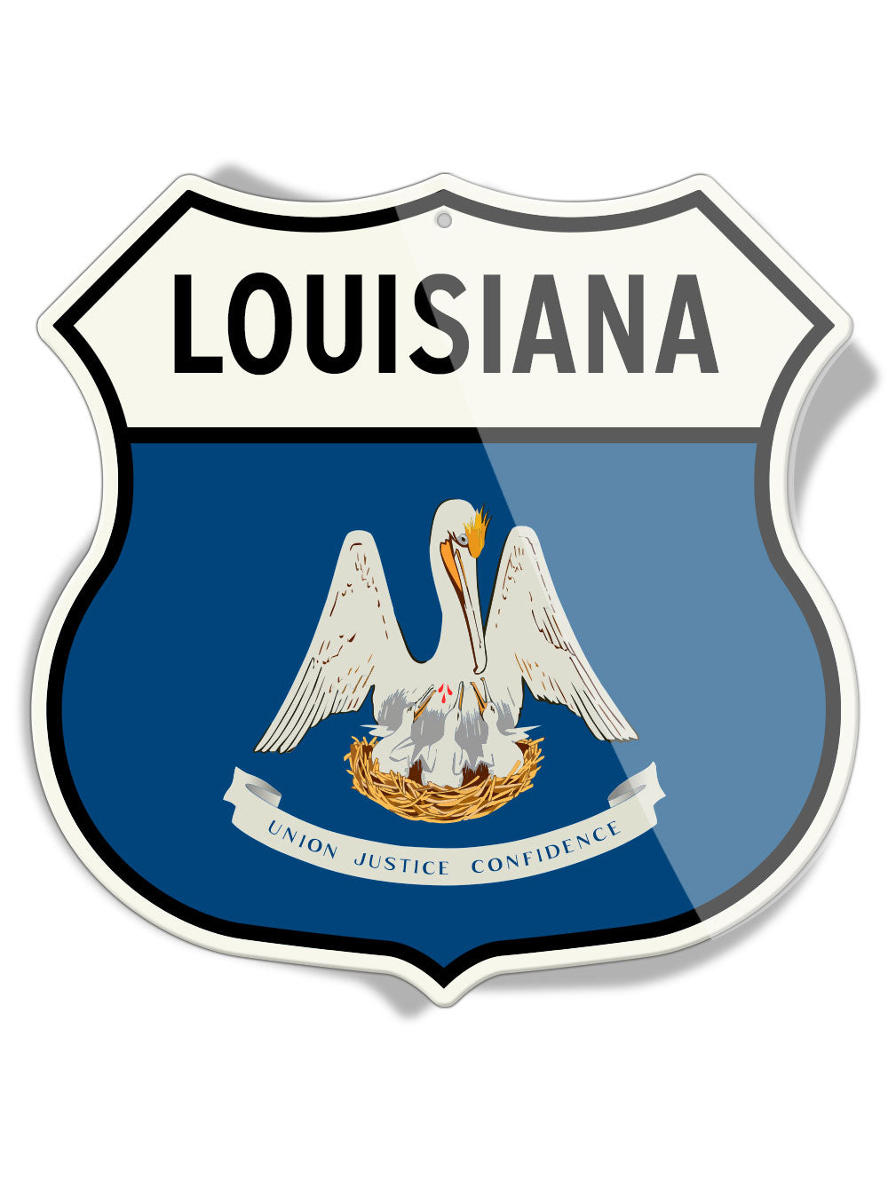 State Flag of Louisiana - Shield Shape - Aluminum Sign