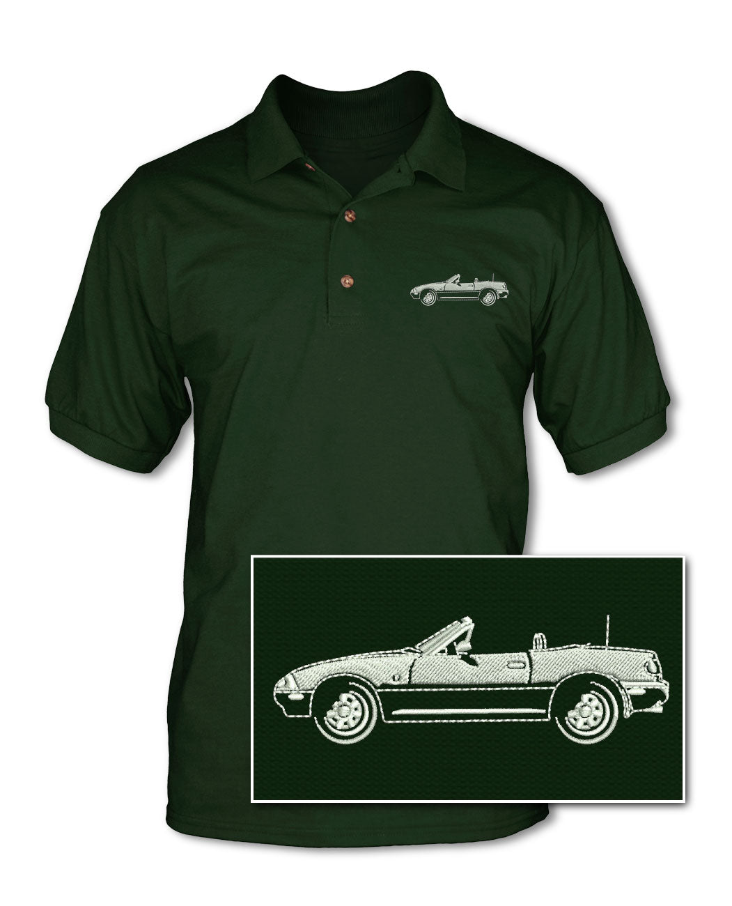 現行完売モデル✨美品 LATENCY ラテンシー 5-Pocket SHIRT Mazda Miata MX-5 Convertible Adult Pique Polo Shirt - Side View