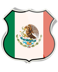 Mexican Flag Shield - Aluminum Sign