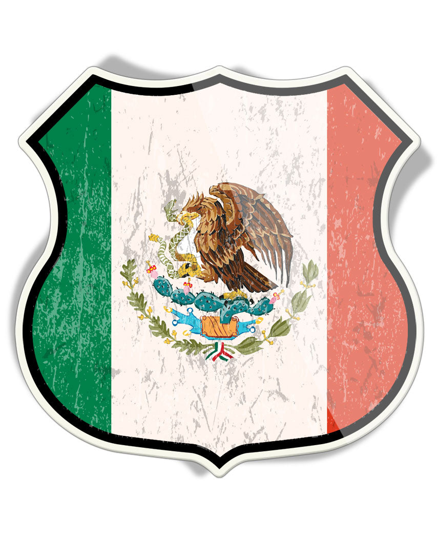 Mexican Flag Shield - Aluminum Sign
