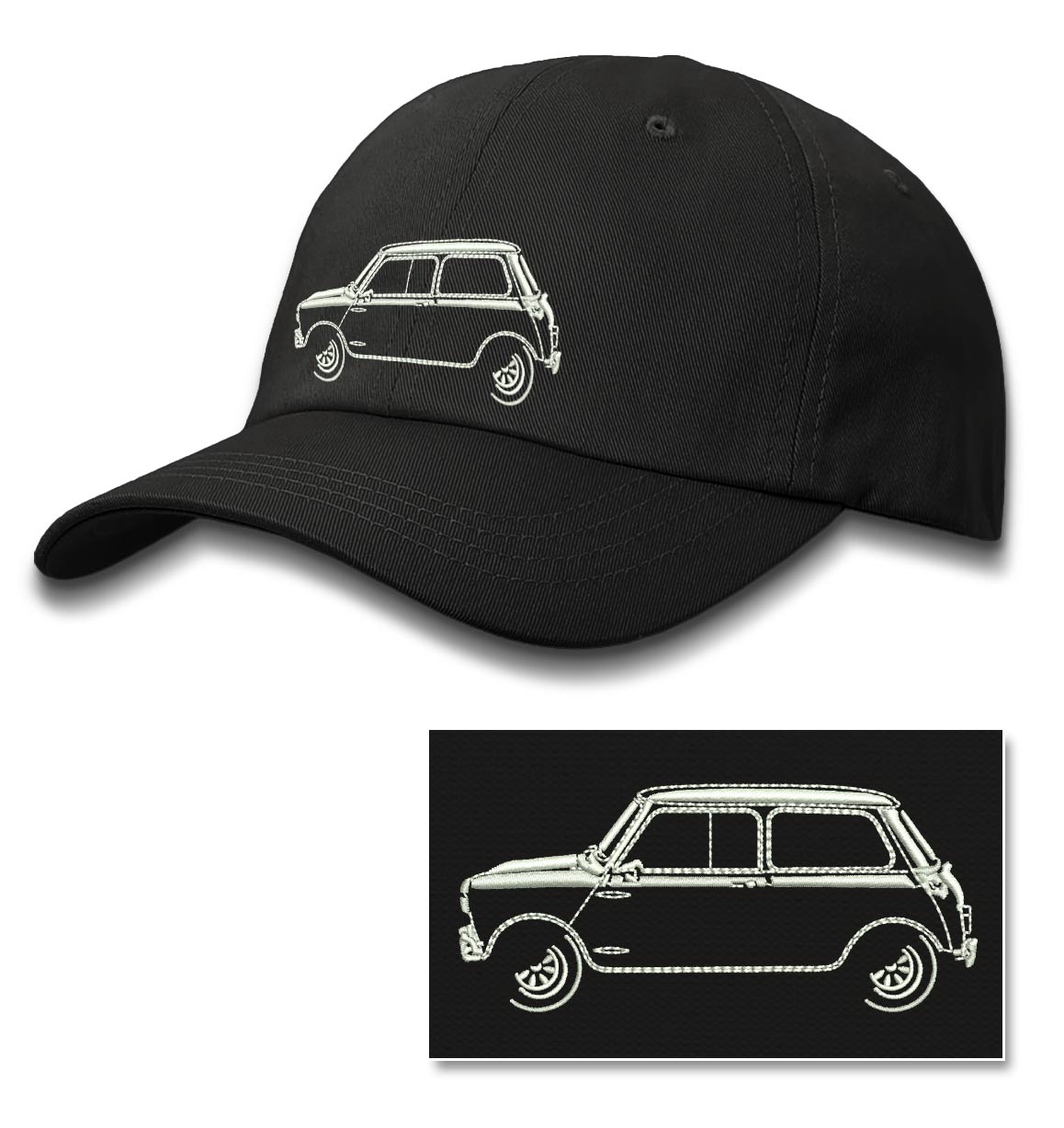 Casquette De Baseball Unisexe Noire En Toile, Logo Voiture Brodé, Réglable Et Légère
