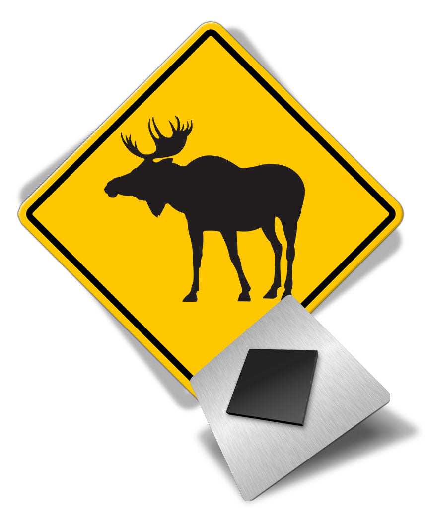 Caution Moose Crossing - Fridge Magnet