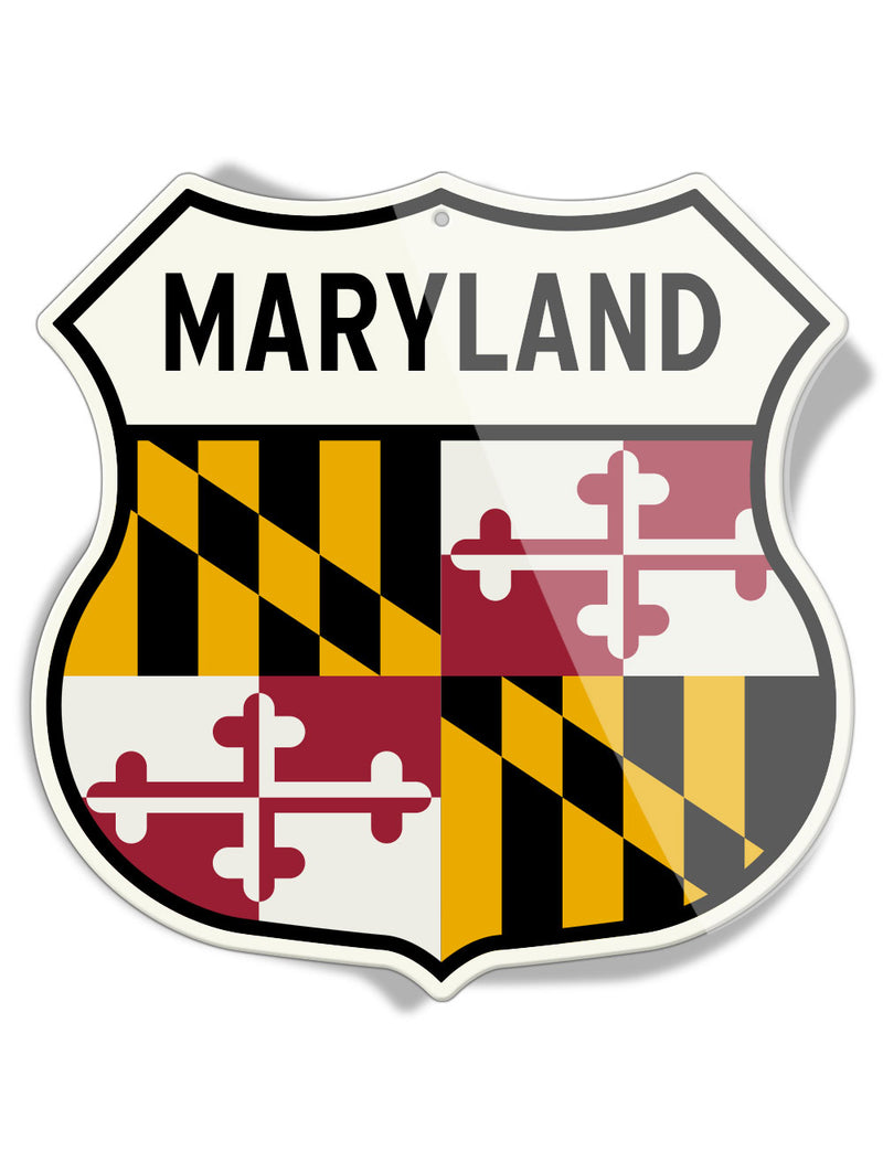 State Flag of Maryland - Shield Shape - Aluminum Sign