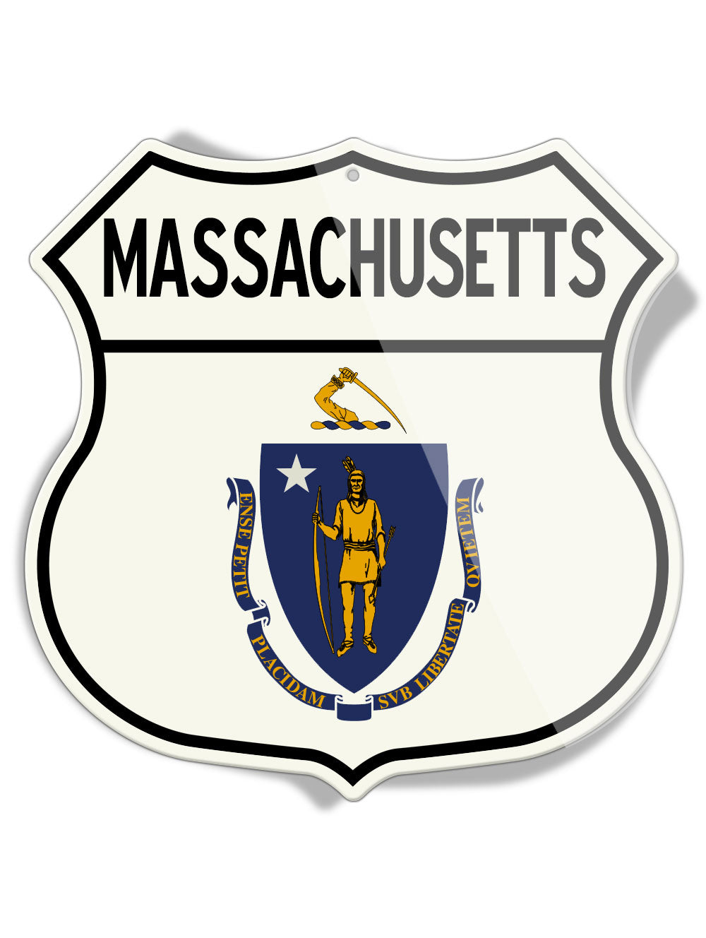 State Flag of Massachussetts - Shield Shape - Aluminum Sign