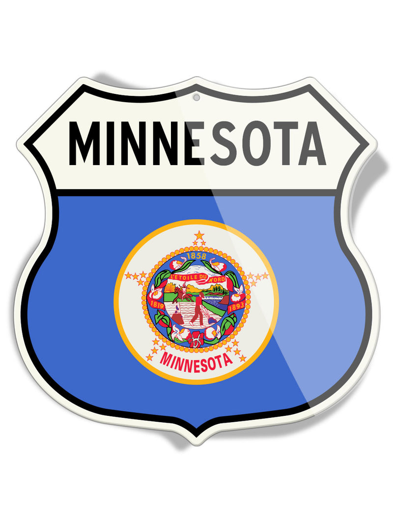 State Flag of Minnesota - Shield Shape - Aluminum Sign
