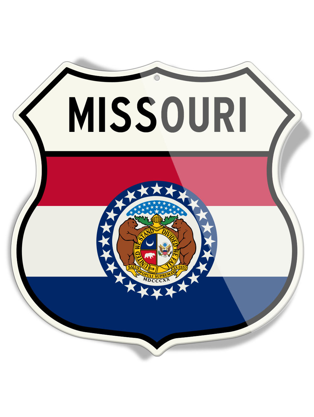State Flag of Missouri - Shield Shape - Aluminum Sign
