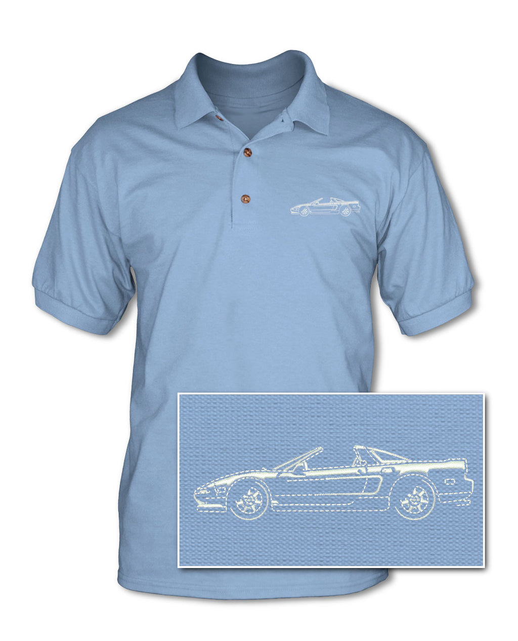 Honda Acura NSX Top Off 1990 - 2005 Adult Pique Polo Shirt - Side View