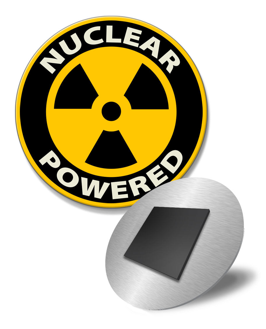 Nuclear powered Round Fridge Magnet