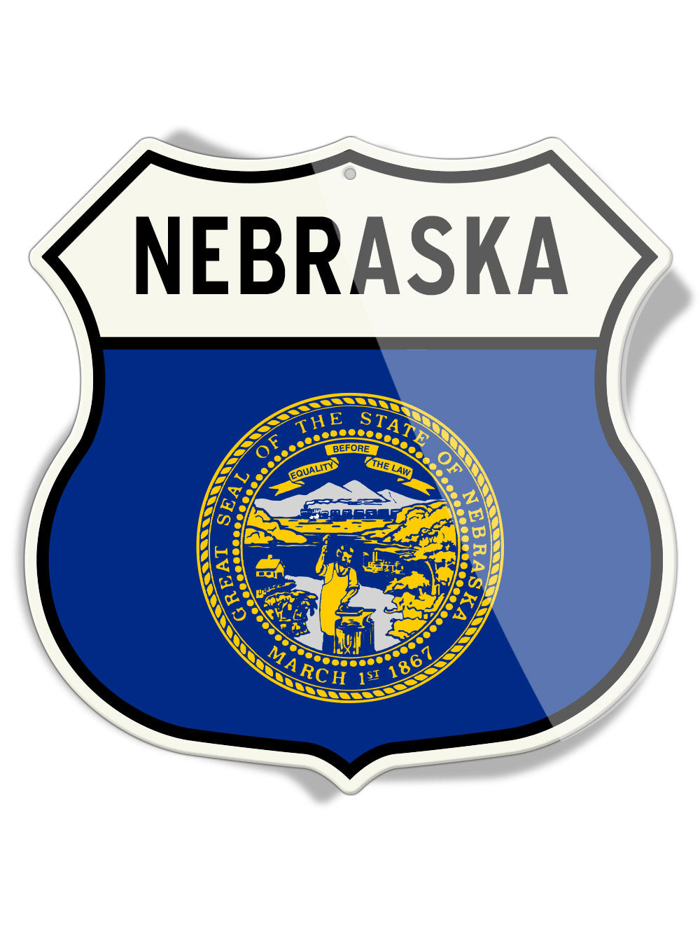 State Flag of Nebraska - Shield Shape - Aluminum Sign