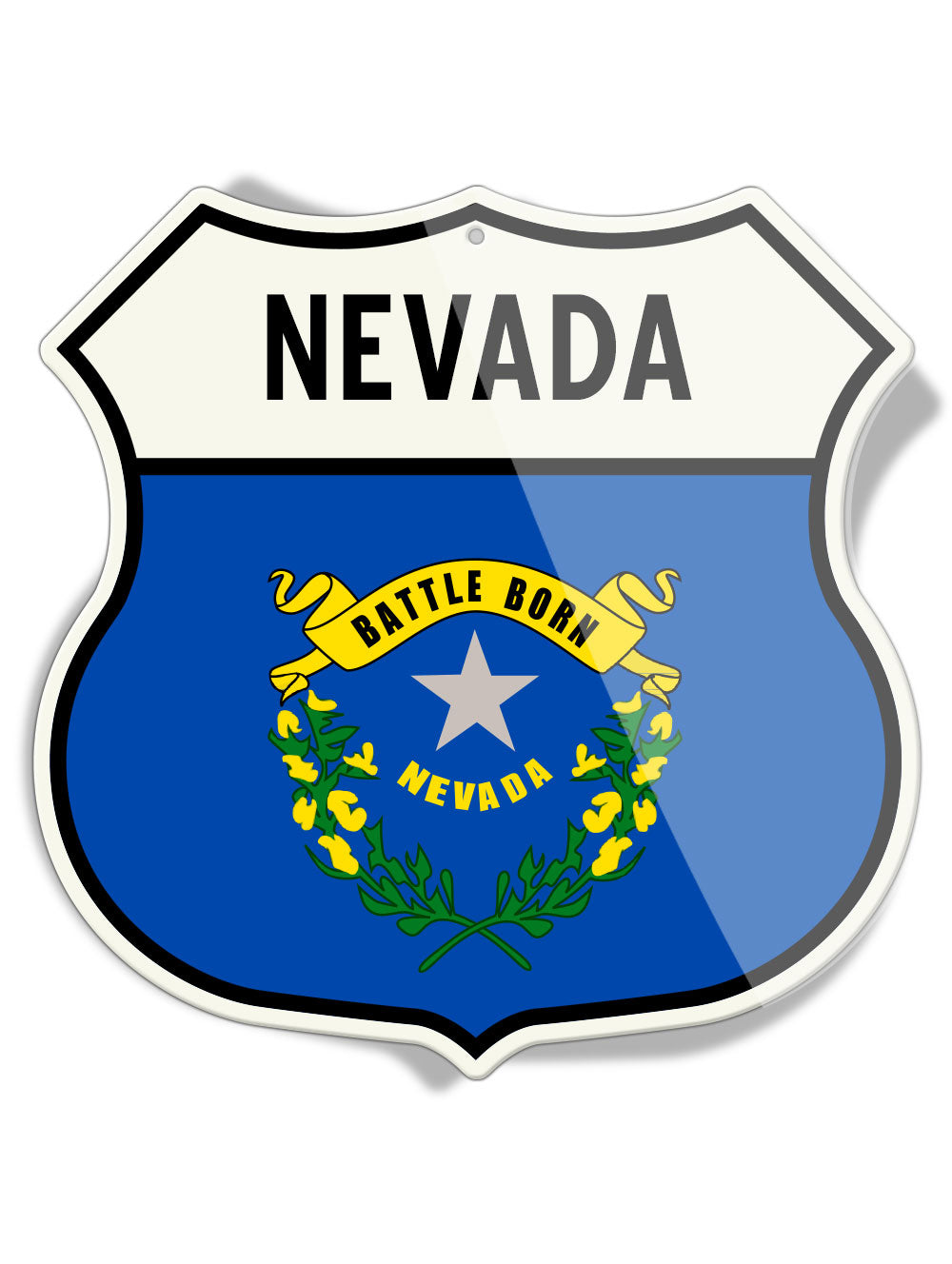 State Flag of Nevada - Shield Shape - Aluminum Sign