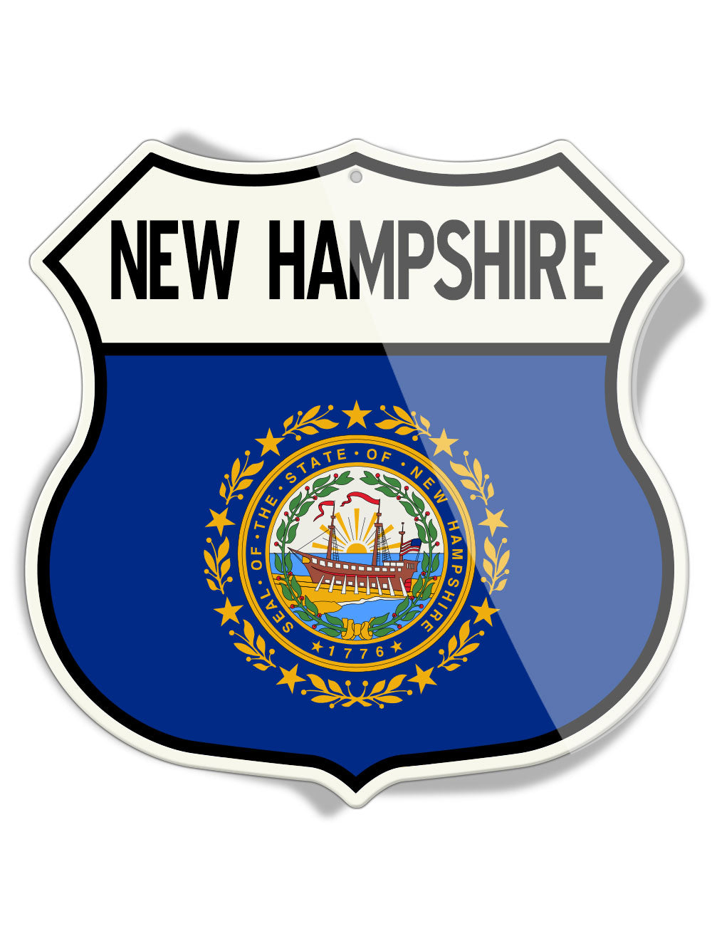 State Flag of New Hampshire - Shield Shape - Aluminum Sign