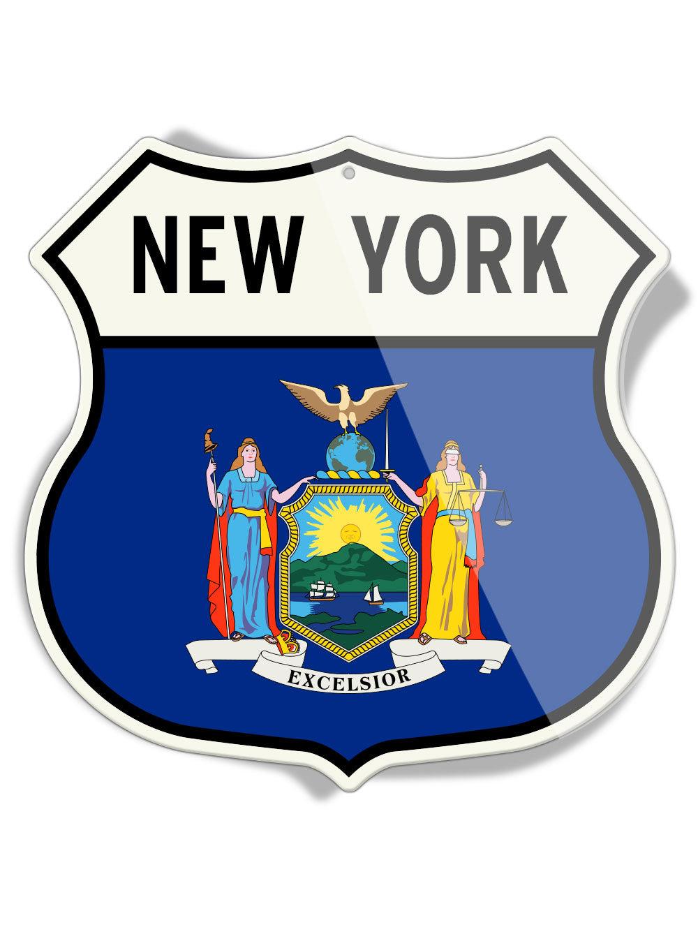 State Flag of New York - Shield Shape - Aluminum Sign
