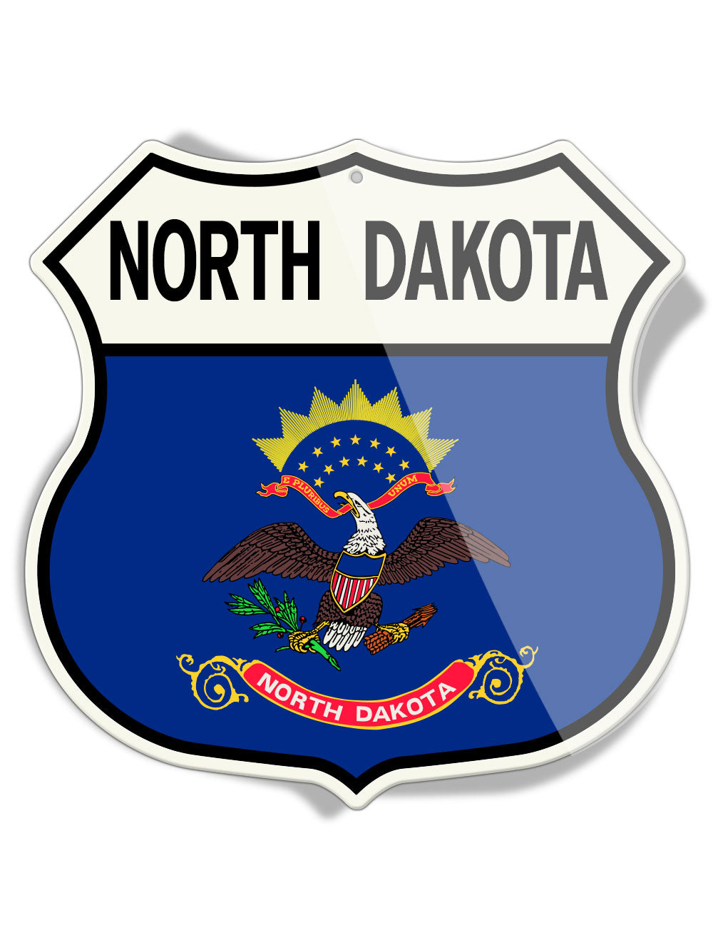 State Flag of North Dakota - Shield Shape - Aluminum Sign