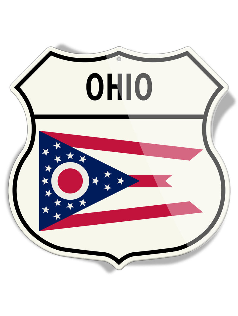 State Flag of Ohio - Shield Shape - Aluminum Sign