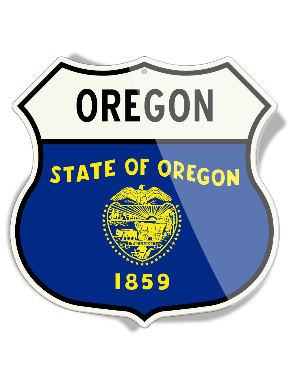 State Flag of Oregon - Shield Shape - Aluminum Sign