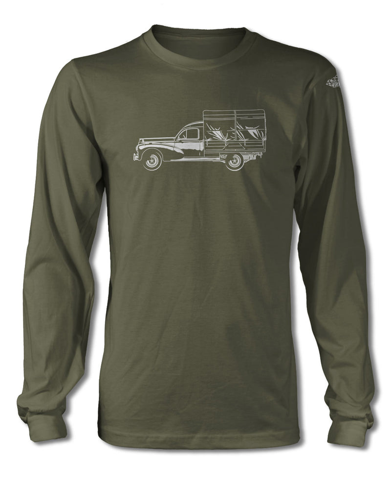 Peugeot 203 1948 - 1960 Pickup T-Shirt - Long Sleeves - Side View