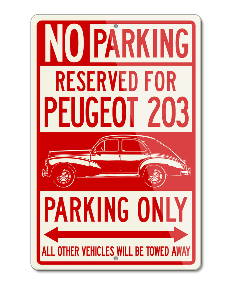 Peugeot 203 1948 - 1960 Reserved Parking Only Sign