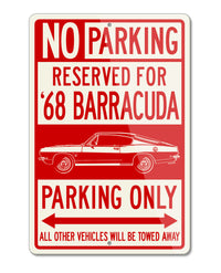 1968 Plymouth Barracuda Fastback Reserved Parking Only Sign