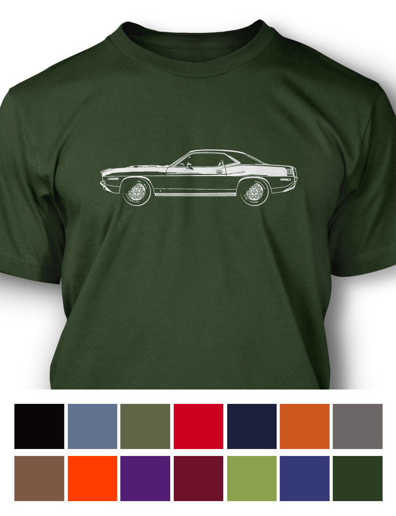 1970 Plymouth Barracuda 'Cuda 383 Coupe T-Shirt - Men - Side View
