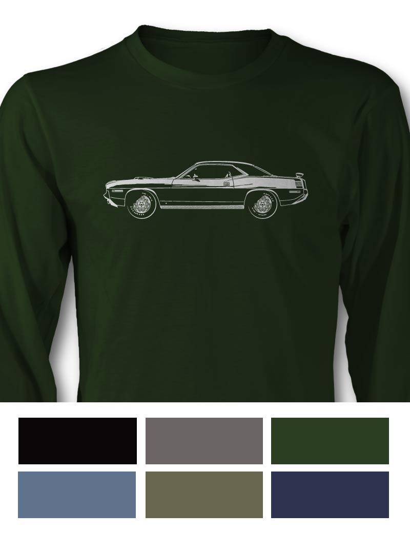 Plymouth Barracuda 'Cuda 1970 Coupe HEMI Long Sleeve T-Shirt - Side View
