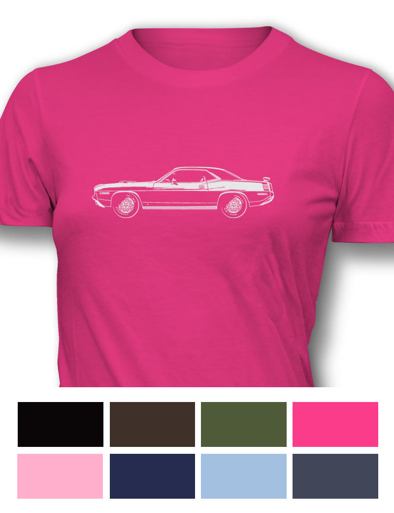 Plymouth Barracuda 'Cuda 1970 Coupe HEMI Women T-Shirt - Side View