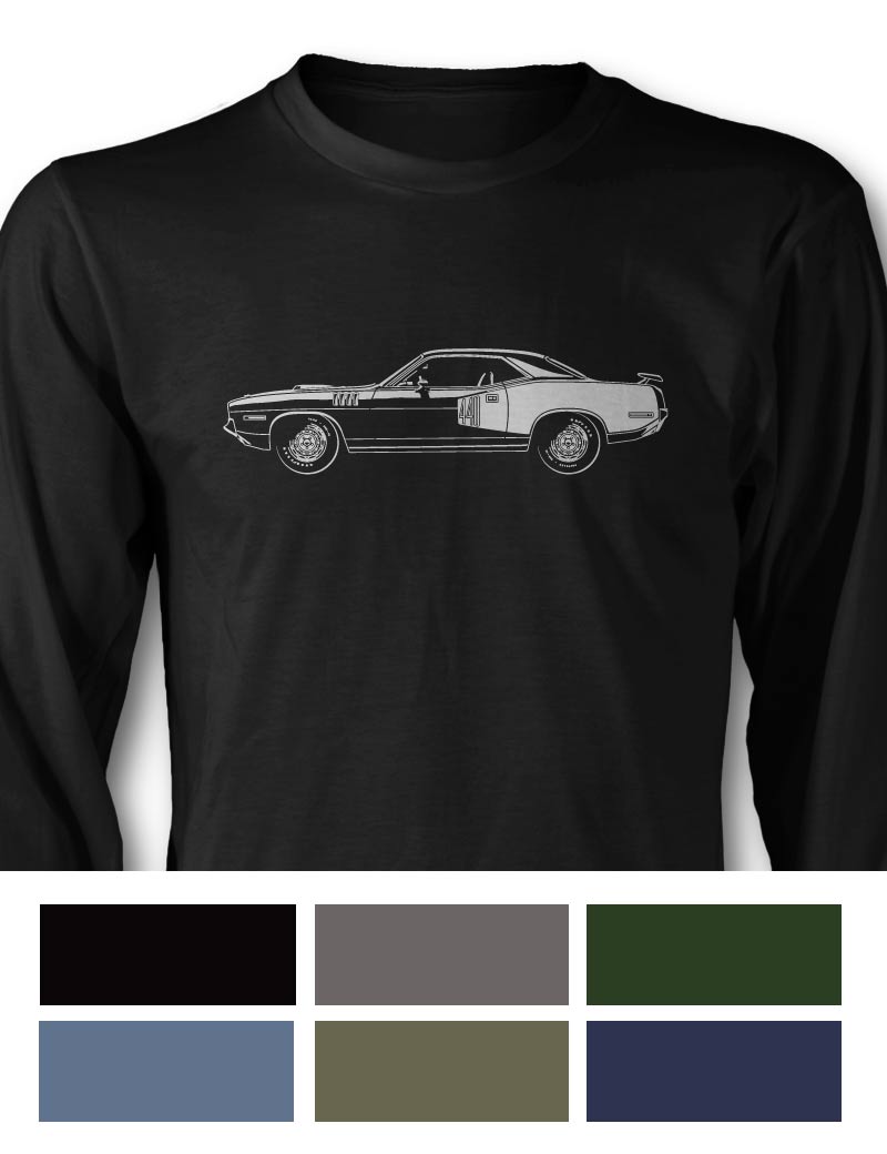 Plymouth Barracuda 'Cuda 1971 Coupe 440 Long Sleeve T-Shirt - Side View