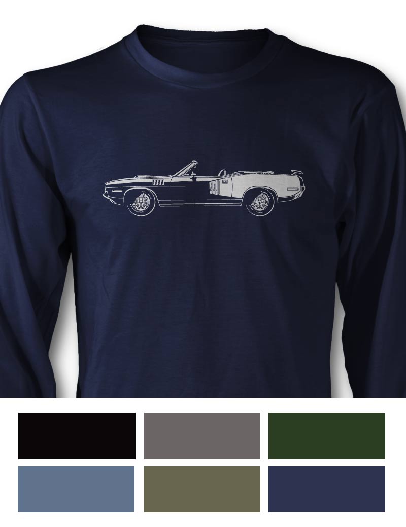 Plymouth Barracuda 'Cuda 1971 Convertible 440 Long Sleeve T-Shirt - Side View