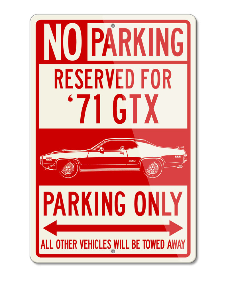 1971 Plymouth GTX HEMI Coupe Reserved Parking Only Sign