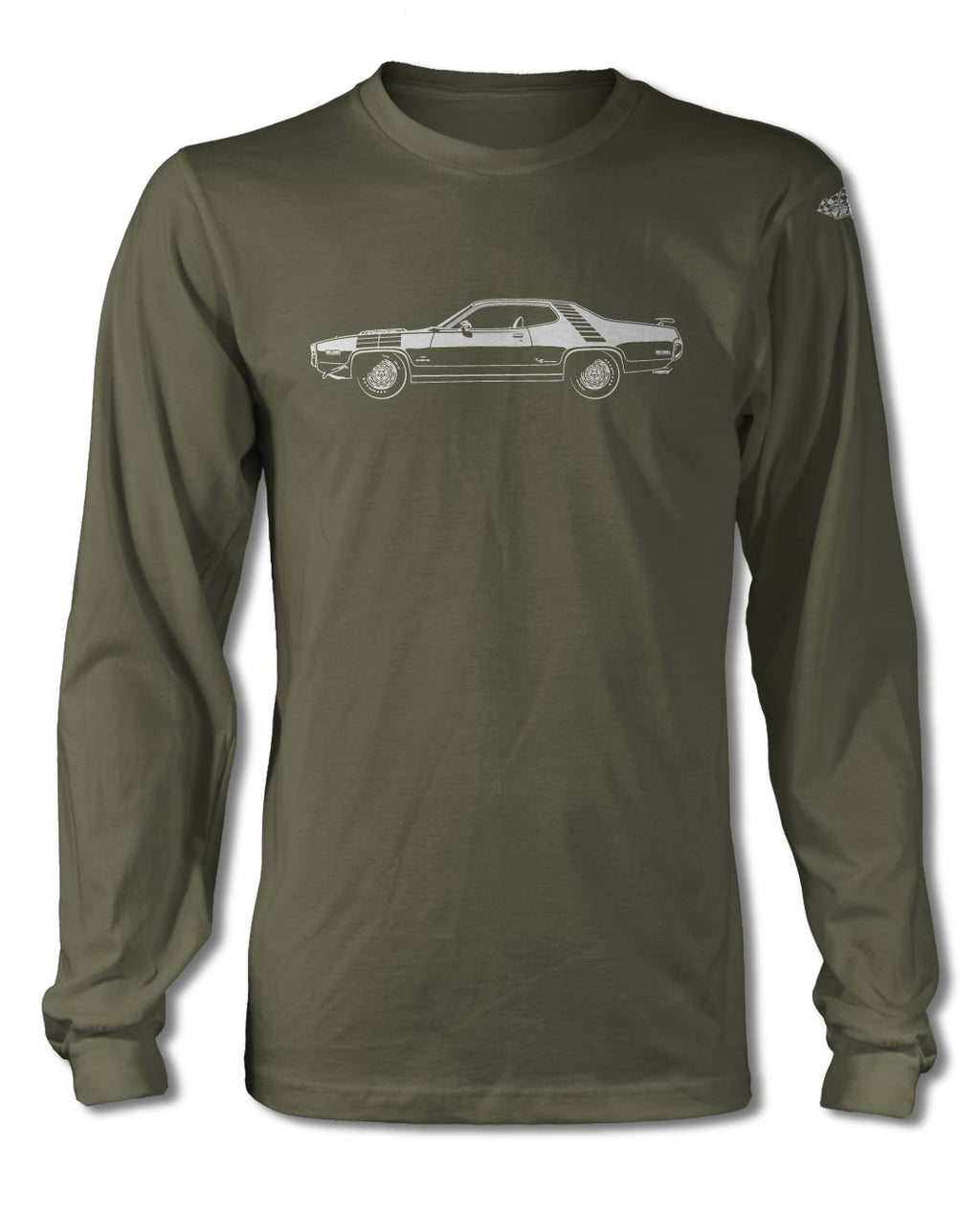 1972 Plymouth Road Runner 440 Stripes Coupe T-Shirt - Long Sleeves - Side View