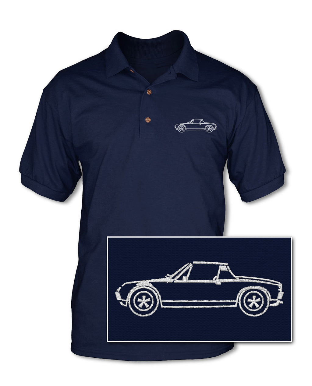 Porsche 914 Targa - Adult Pique Polo Shirt - Side View