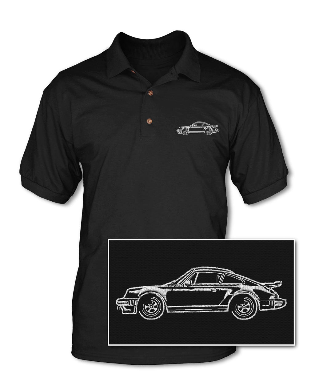 Porsche 930 - Adult Pique Polo Shirt - Side View