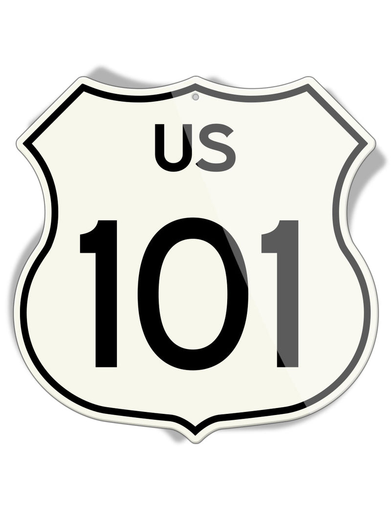 - U.S. Route 101 - Shield Shape - Aluminum Sign