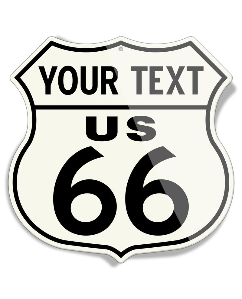 Route 66 - Personalized Text - Shield Shape - Aluminum Sign