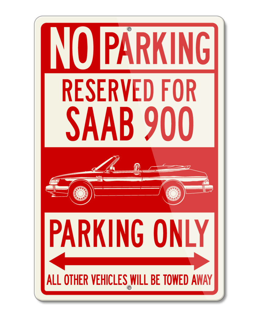Saab 900 Turbo Convertible Reserved Parking Only Sign - Side View