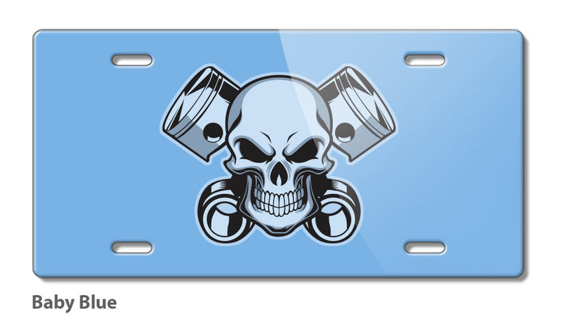 Skull and Pistons Novelty License Plate