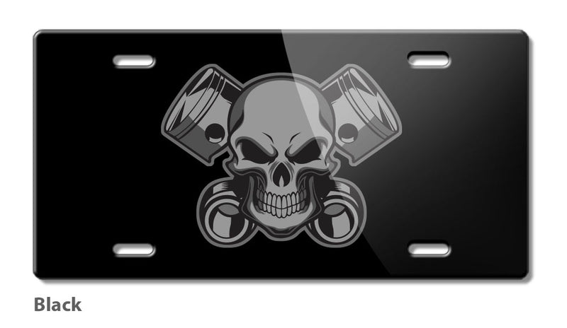 Skull and Pistons Novelty License Plate