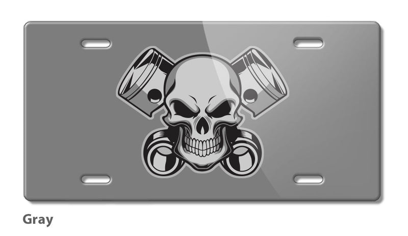 Skull and Pistons Novelty License Plate