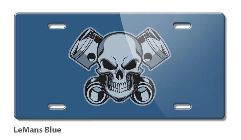 Skull and Pistons Novelty License Plate