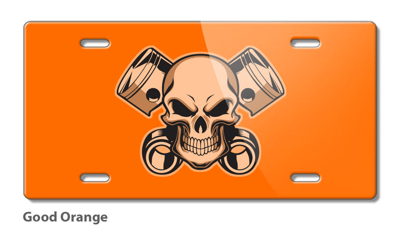 Skull and Pistons Novelty License Plate