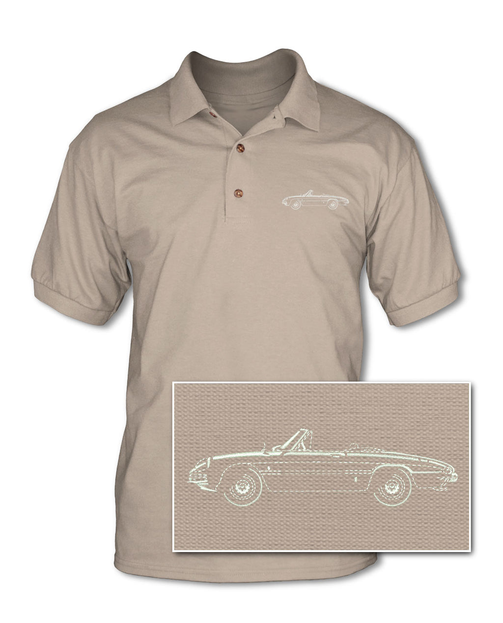 Alfa Romeo Spider Veloce Convertible Duetto 1966 - 1969 Adult Pique Polo Shirt - Side View