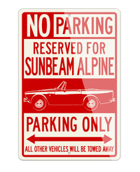 Sunbeam Alpine Series IV & V Reserved Parking Only Sign