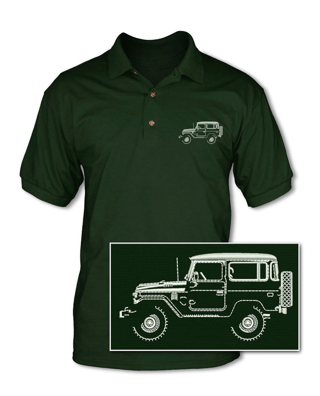 Toyota BJ40 FJ40 Land Cruiser 4x4 Adult Pique Polo Shirt - Side View