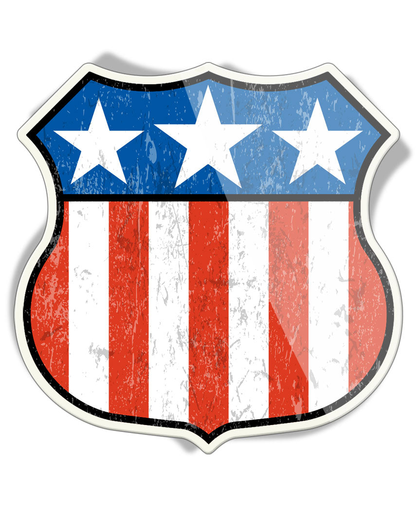 American Design Flag Shield - U.S. Grunge - Aluminum Sign