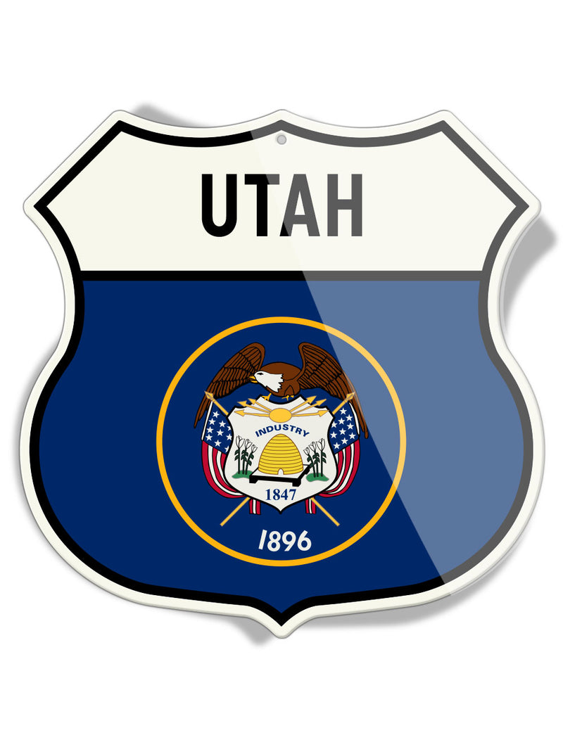 State Flag of Utah - Shield Shape - Aluminum Sign