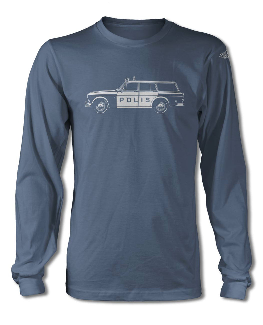 Volvo P220 Station Wagon Swedish Polis (police) 1962 - 1969 T-Shirt - Long Sleeves - Side View
