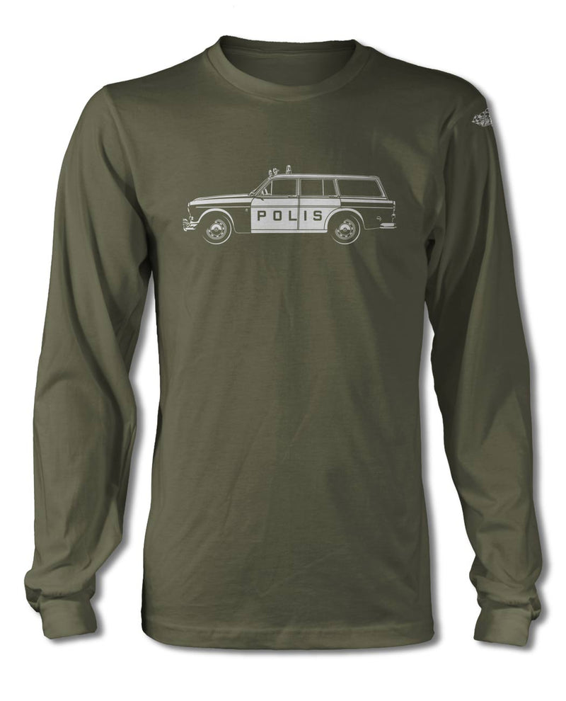 Volvo P220 Station Wagon Swedish Polis (police) 1962 - 1969 T-Shirt - Long Sleeves - Side View