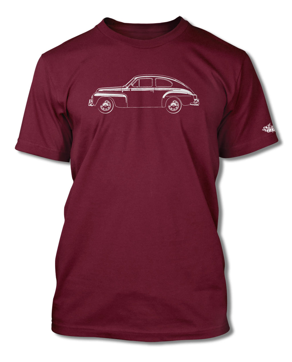 Volvo PV544 Coupe T-Shirt - Men - Side View - Maroon - Small
