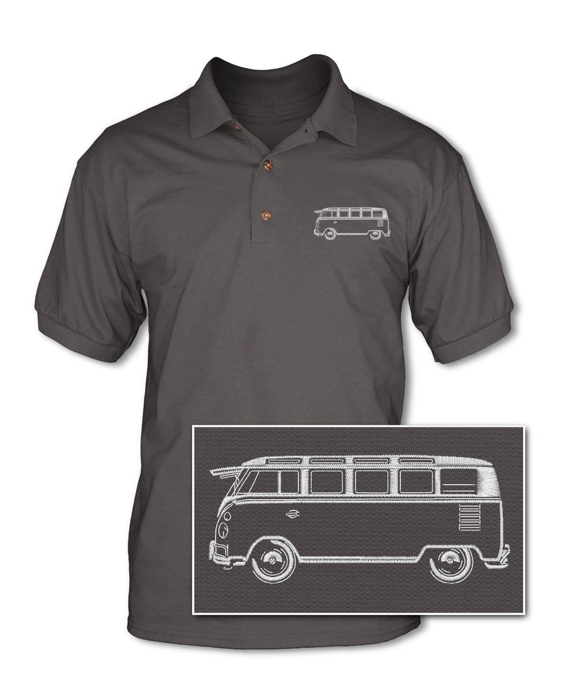 Volkswagen Kombi Bus Samba 21 windows - Adult Pique Polo Shirt - Side View