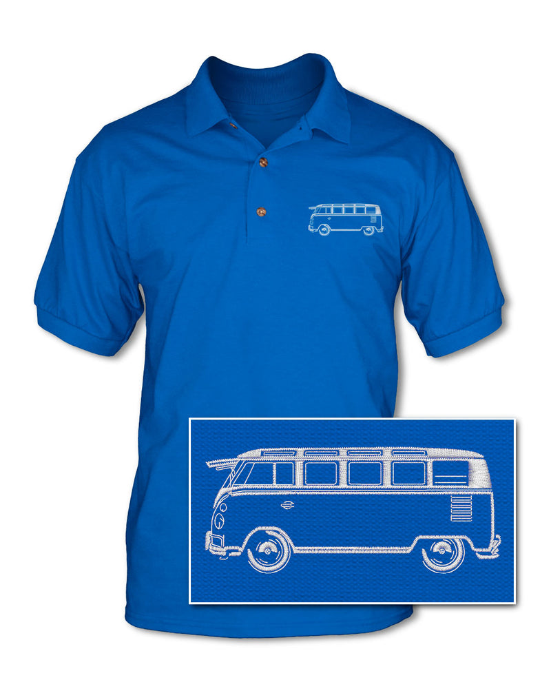 Volkswagen Kombi Bus Samba 21 windows - Adult Pique Polo Shirt - Side View