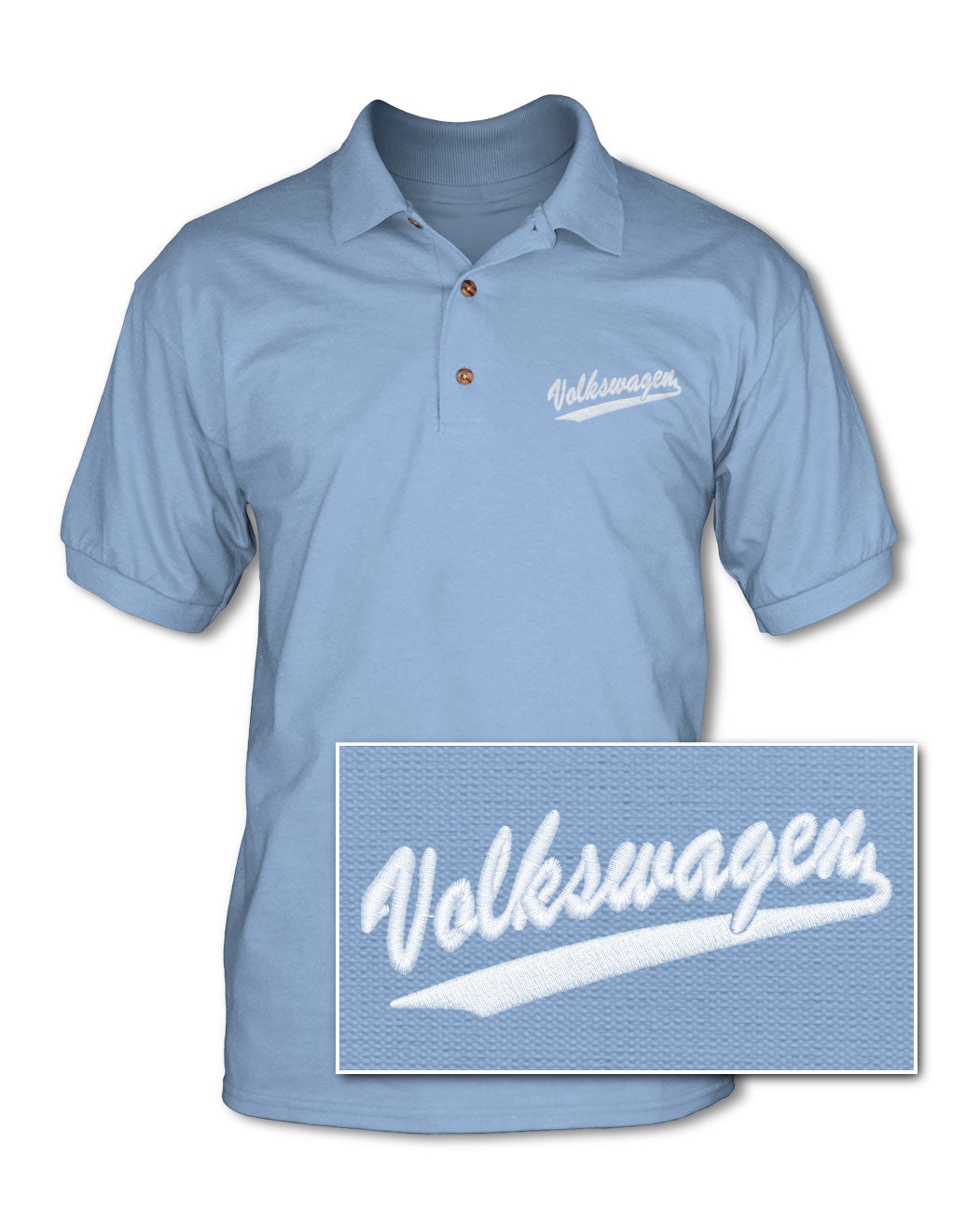Vintage Volkswagen Emblem Adult Pique Polo Shirt Side View Legend Lines
